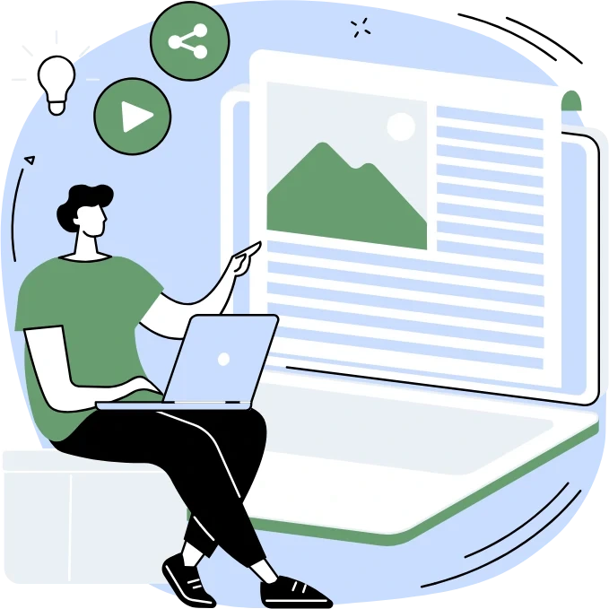 Freelance web qui met à jour les textes et les images d'un site internet depuis son ordinateur portable