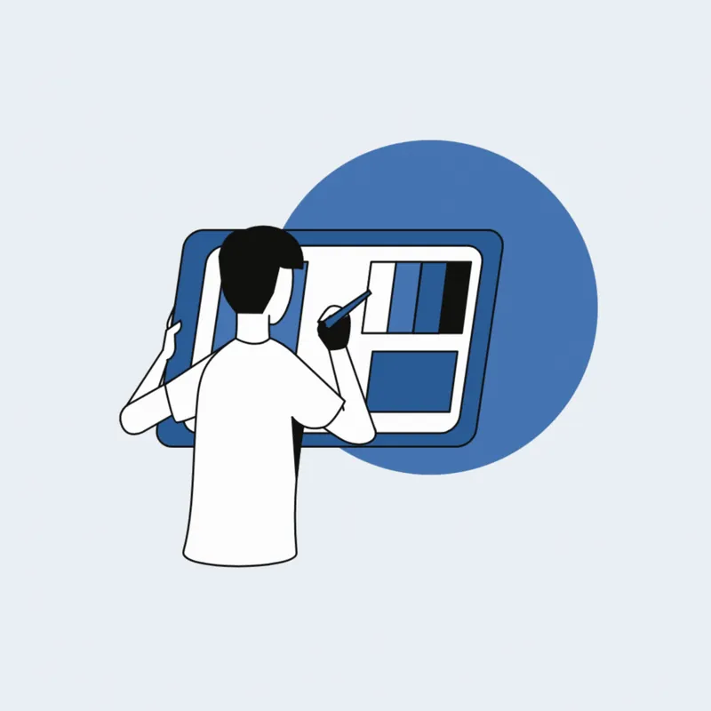 Création de site internet : un webdesigner dessine la maquette d'une page web sur une grande tablette