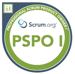 Badge de certification Professional Scrum Product Owner I (PSPO I) délivré par Scrum.org