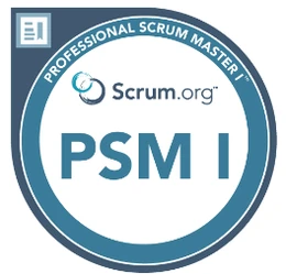 Badge de certification Professional Scrum Master I (PSM I) délivré par Scrum.org