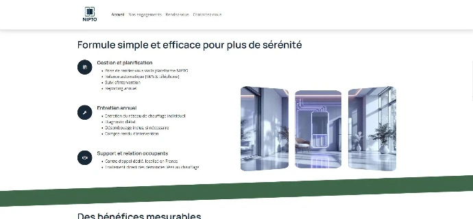 Site internet de Nipto, spécialiste chauffagiste