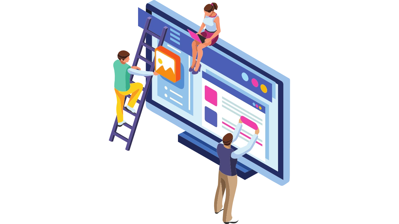 Site web pour artisan : une équipe assemble les pages d'un site vitrine sur un grand écran